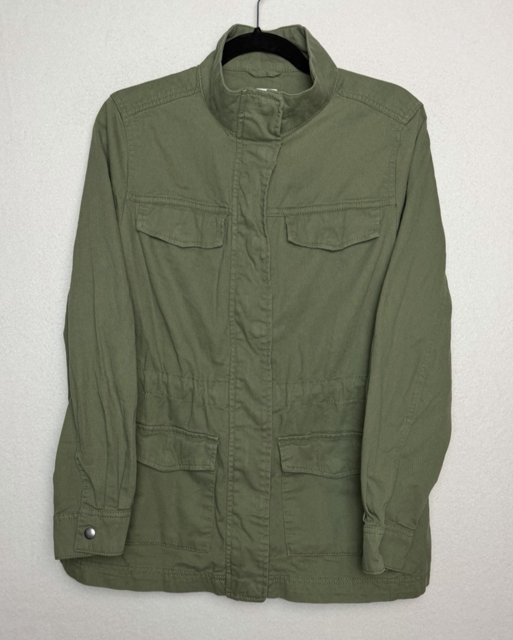 Gap Women's Utility Jacket Walden Green Size M Cinch Waist Zip Patch Pockets